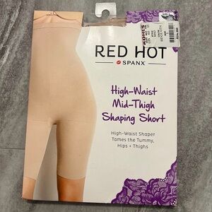 RED HOT by SPANX Sz 3 High-Waist Mid-Thigh Shaping Short Shapewear Barest Nude